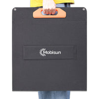 Mobisun 100W Solar Panel - hand magnet close