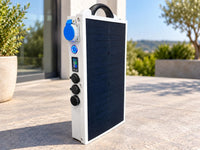 Mobisun Pro Air 2.0 portable solar generator in use outdoors, powering devices during a power outage