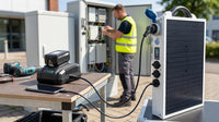 Mobisun Pro Air 2.0 — tragbarer Solargenerator 500W 308Wh IP67 vollständig reparierbar — im Einsatz: Akkubohrer laden