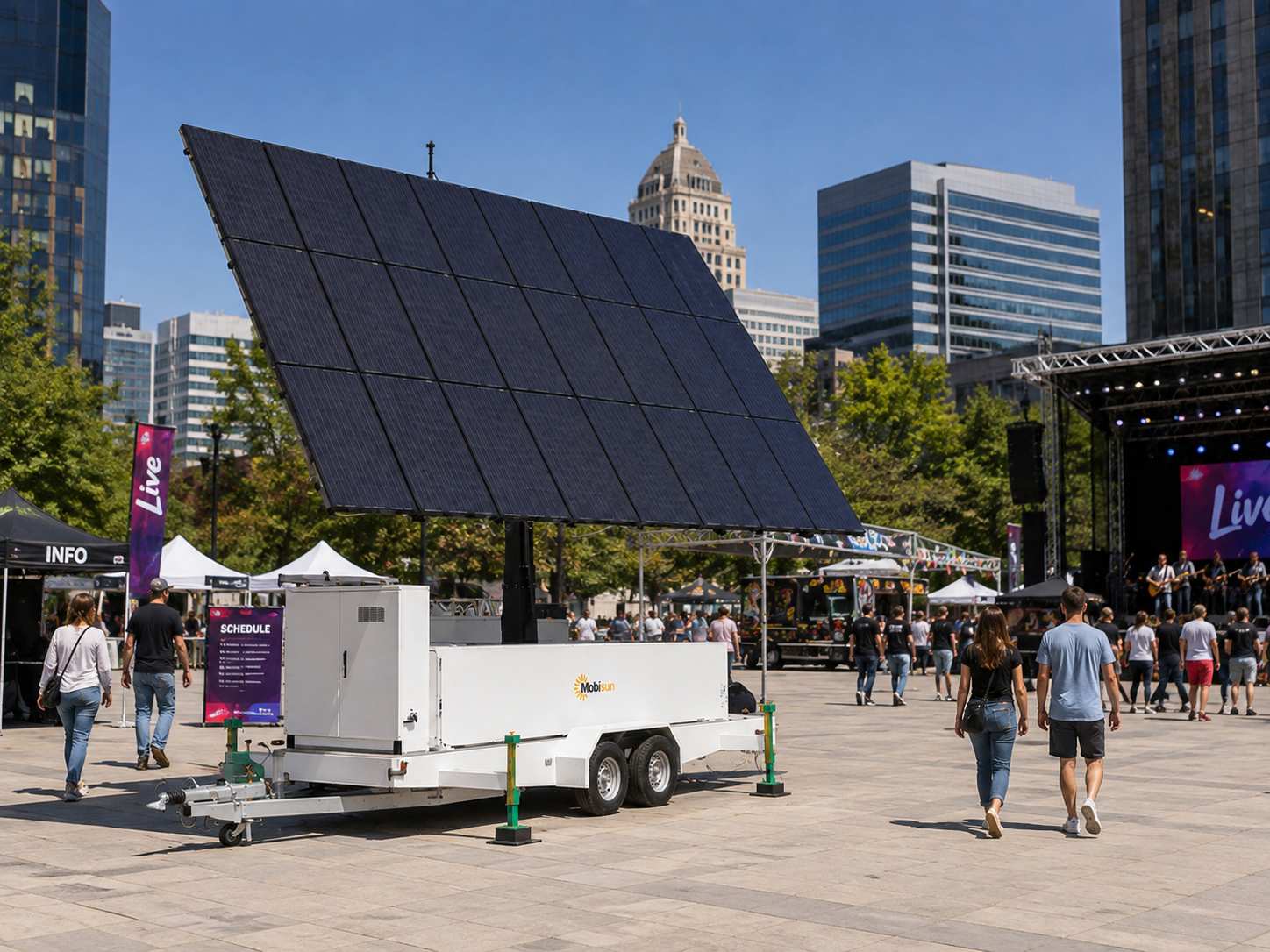 Mobisun Solar Trailer at a public event on a city square