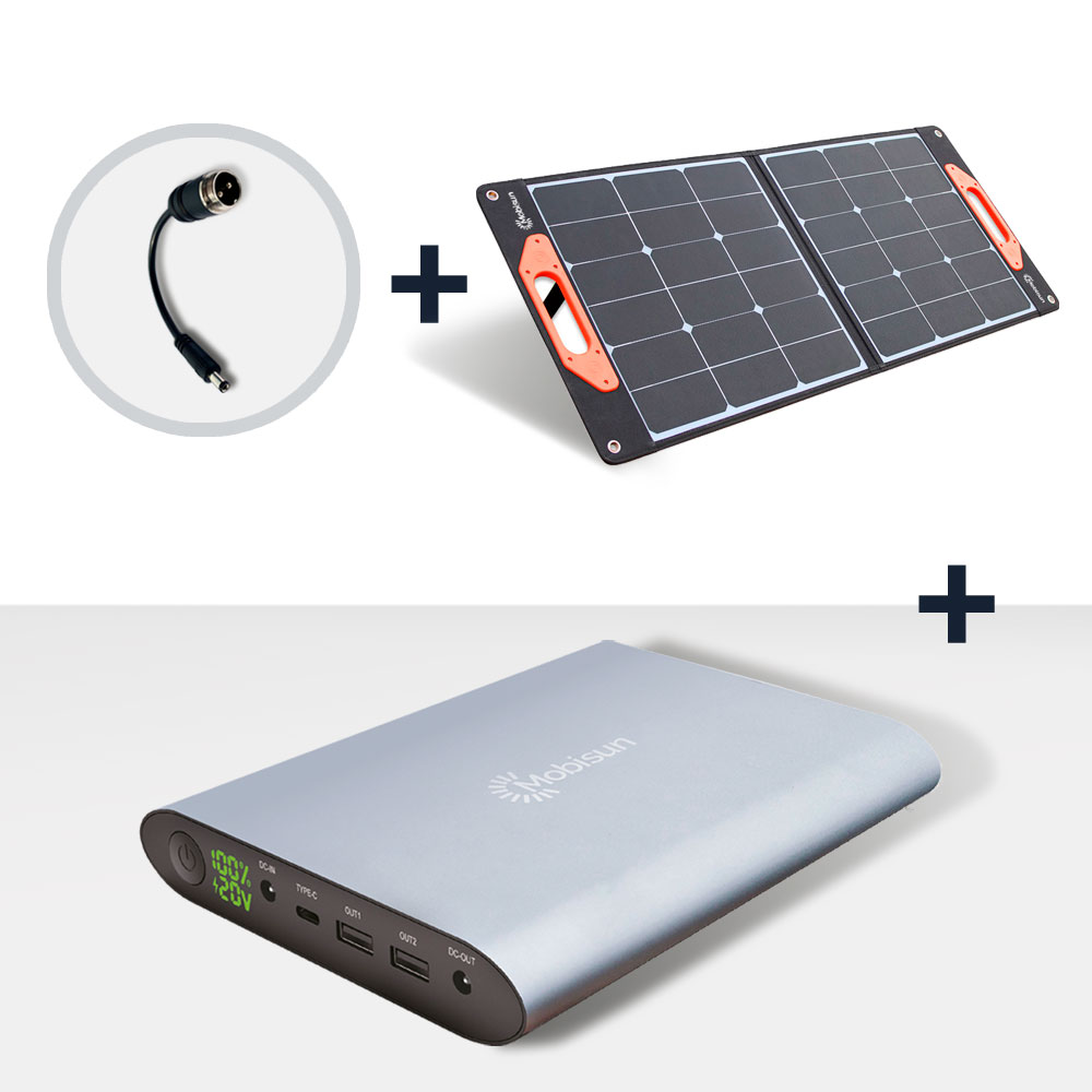 Mobisun 60W solar panel + laptop power bank bundle