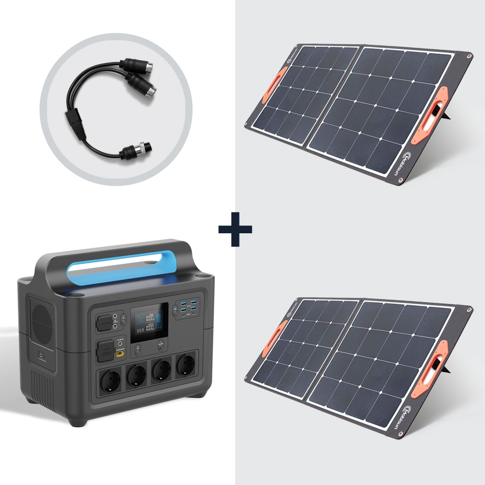 Generatore di corrente portatile da 1484Wh + 2x pannello solare pieghevole  da 100W - Mobisun